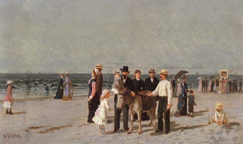 Samuel S. Carr Strandszene mit Kasperle-Theater France oil painting art